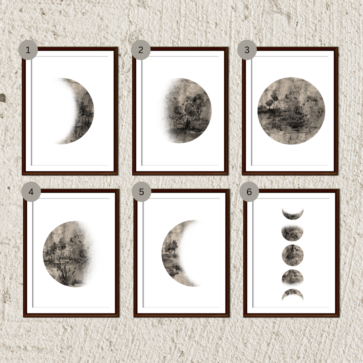 Watercolour Moon Phase Wall Prints