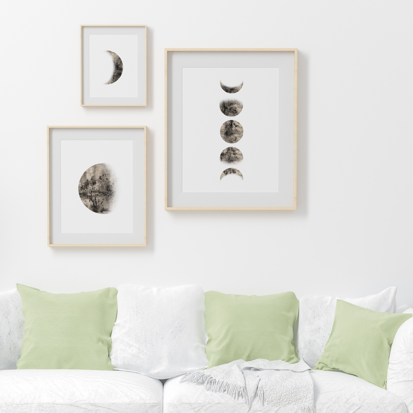 Watercolour Moon Phase Wall Prints