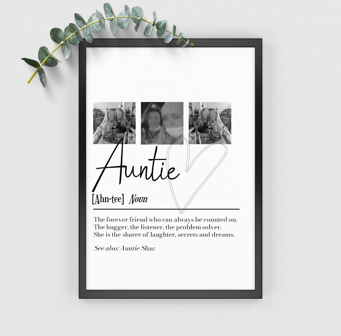 Personalised Auntie Photo Definition Print