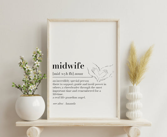 Personalised Midwife Definition Print