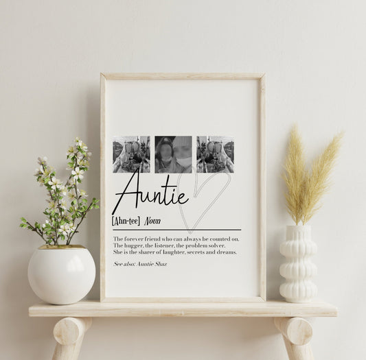 Personalised Auntie Photo Definition Print