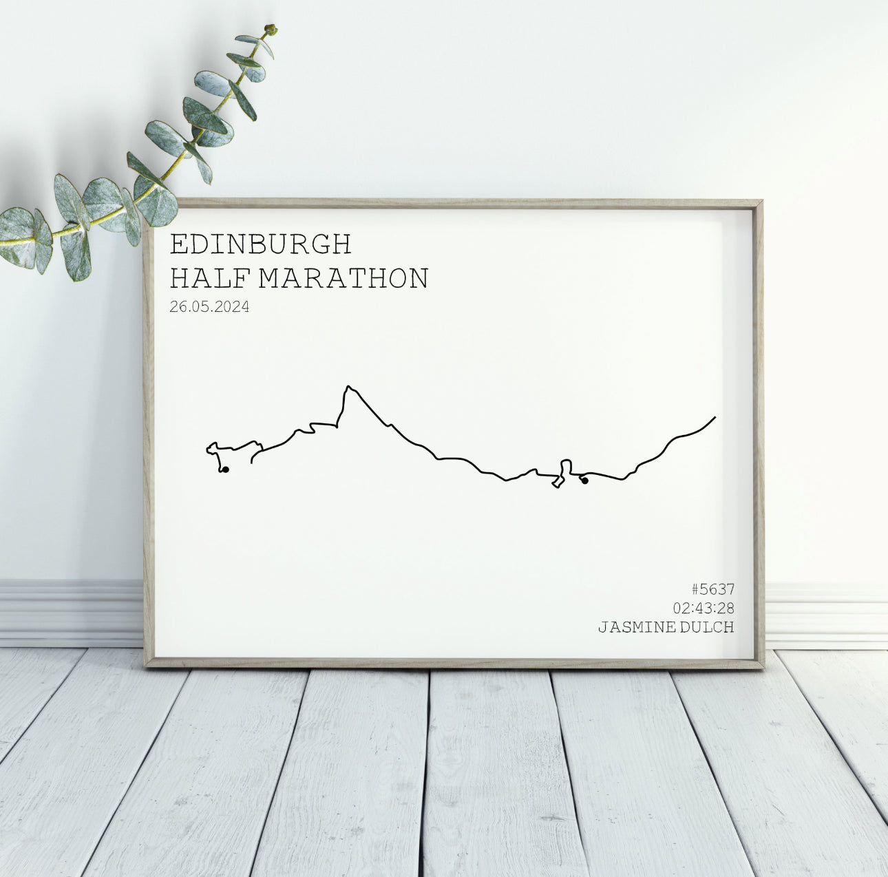 Personalised Edinburgh Half Marathon Route Print