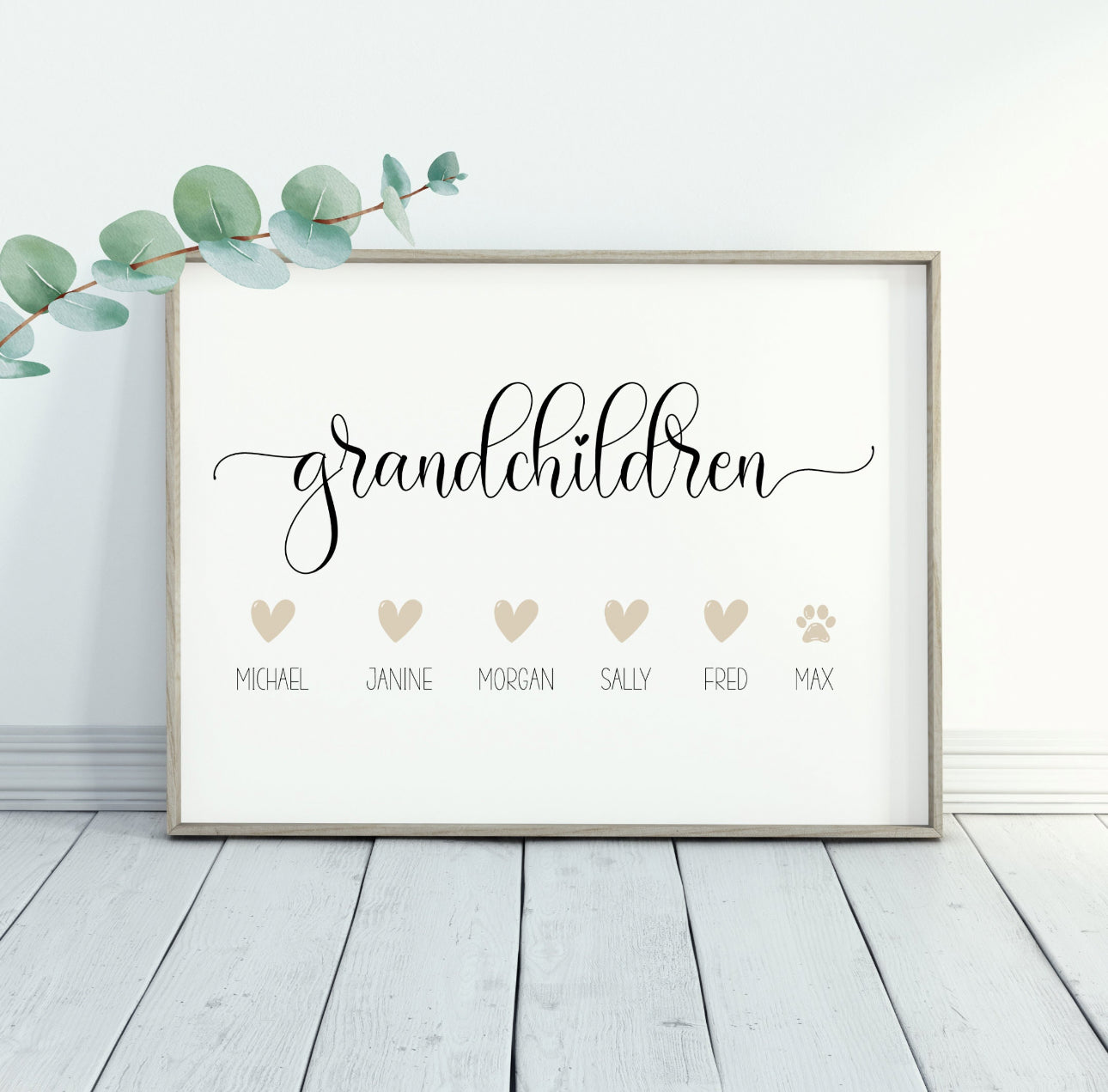 Personalised Grandchildren Name Heart Print