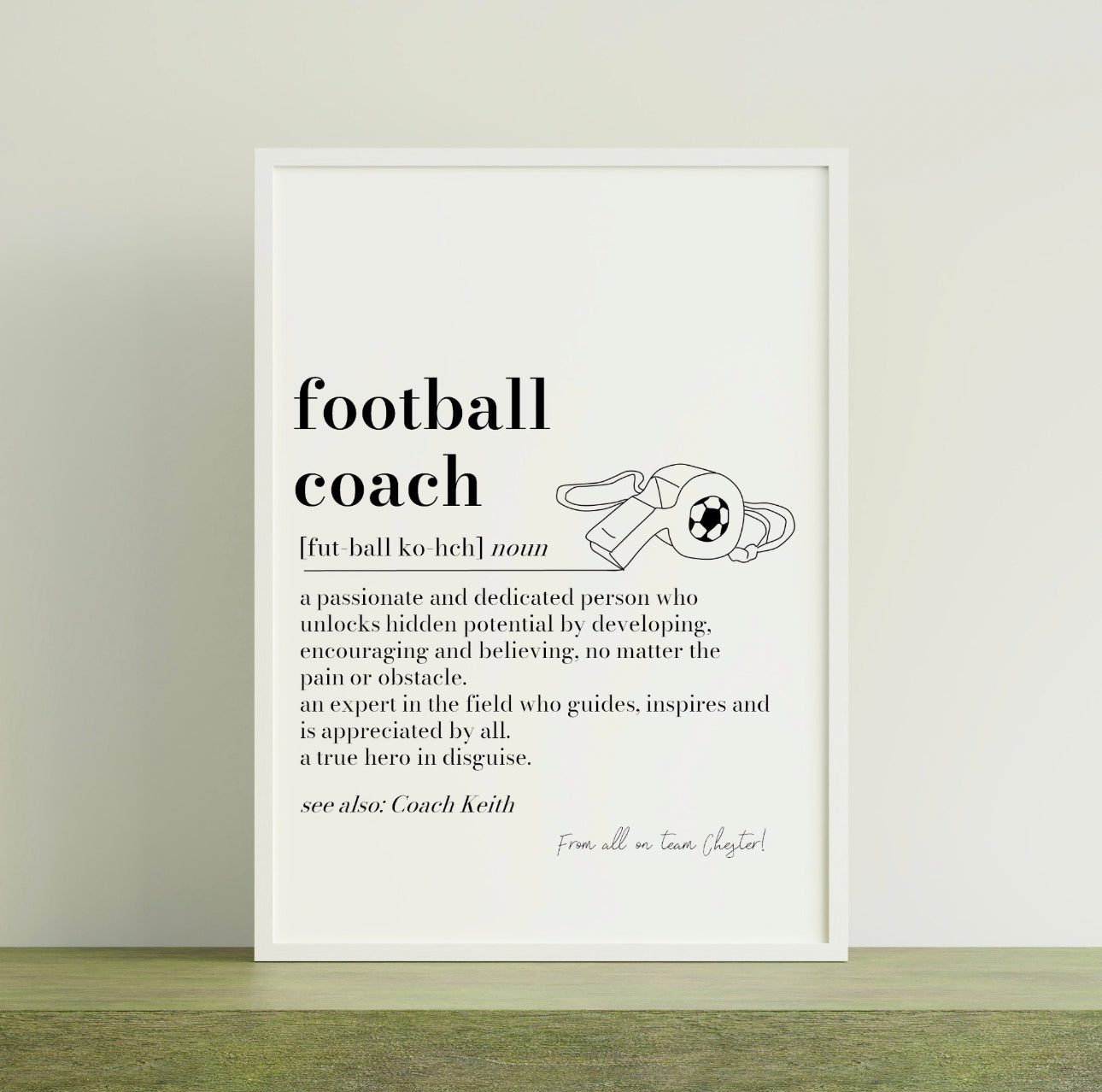 Personalised Football Coach Definition Print