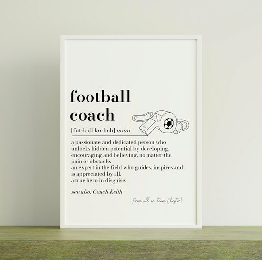 Personalised Football Coach Definition Print