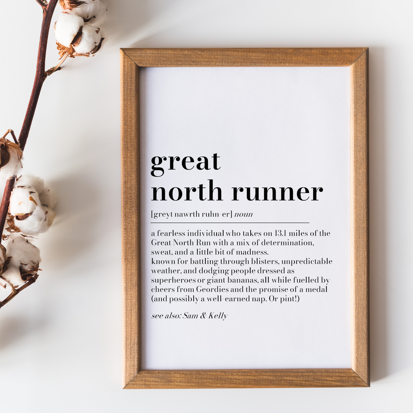 Personalised Great North Runner Definition Print