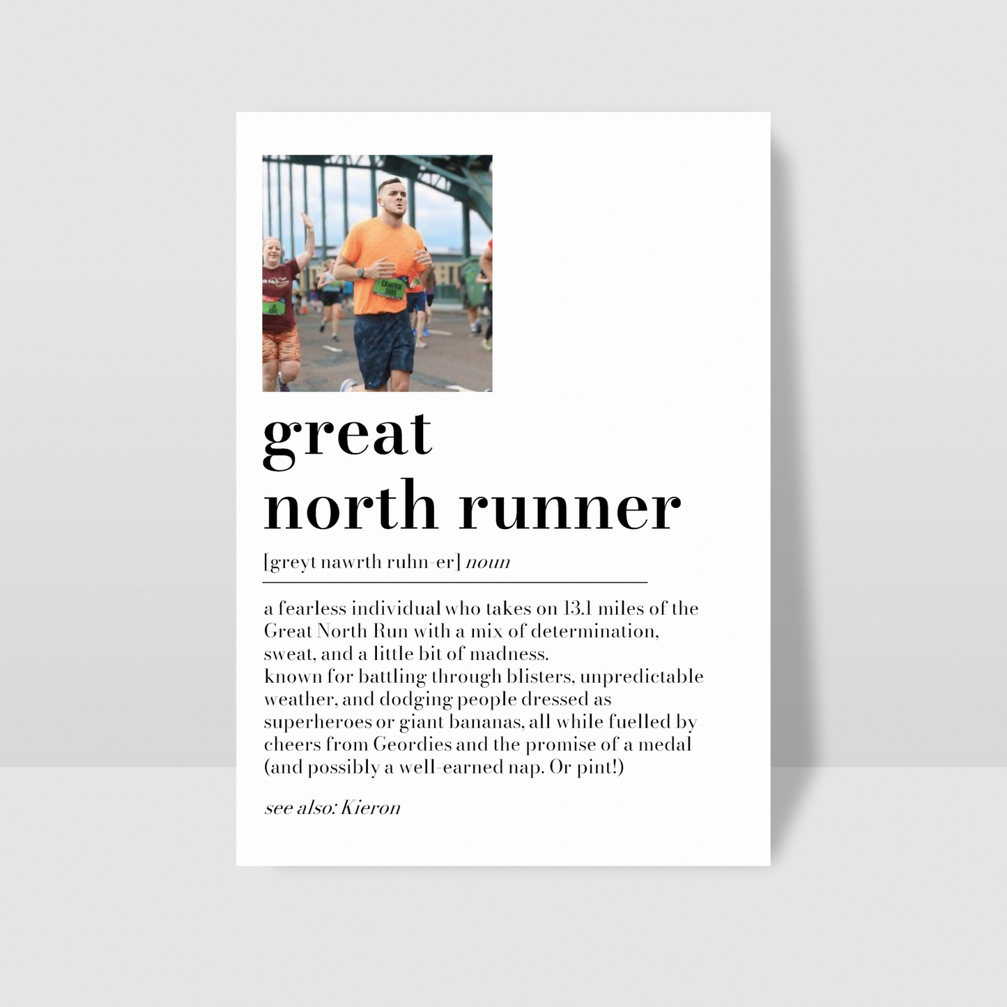 Personalised Great North Runner Definition Photo Print