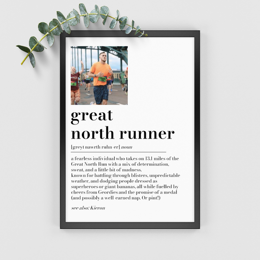 Personalised Great North Runner Definition Photo Print