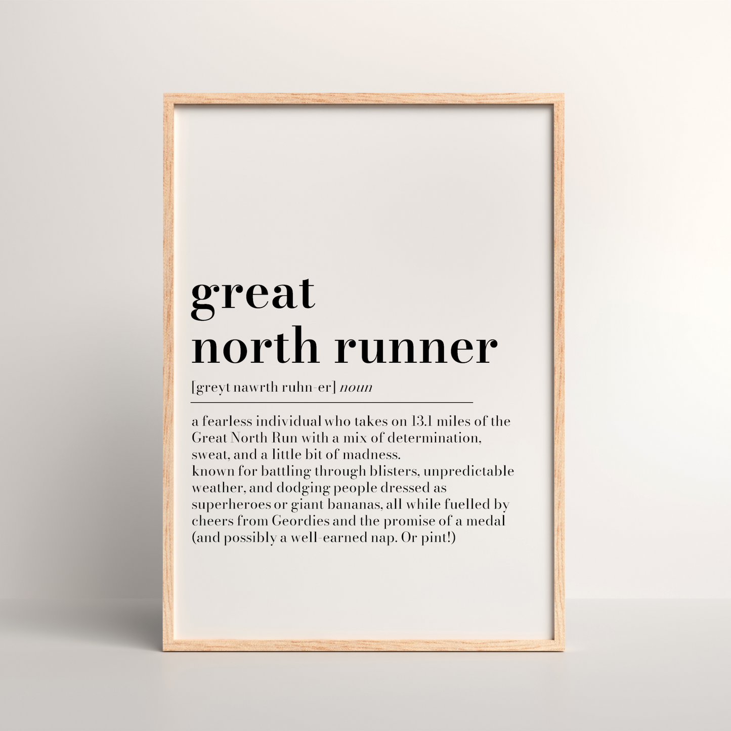 Personalised Great North Runner Definition Print