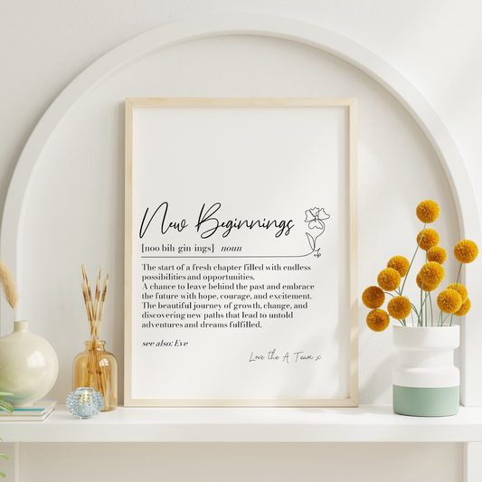 Personalised New Beginnings Definition Print