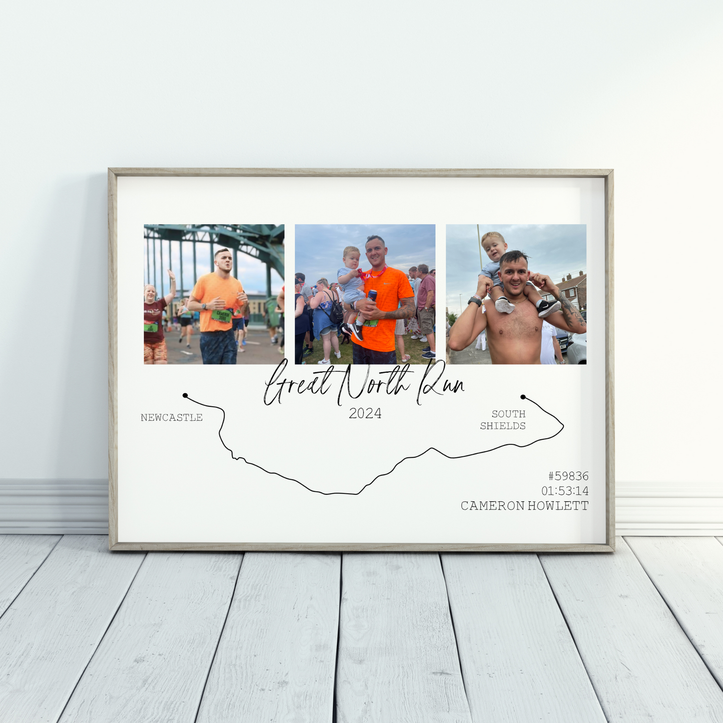 Personalised Great North Run Route Print Photo Collage