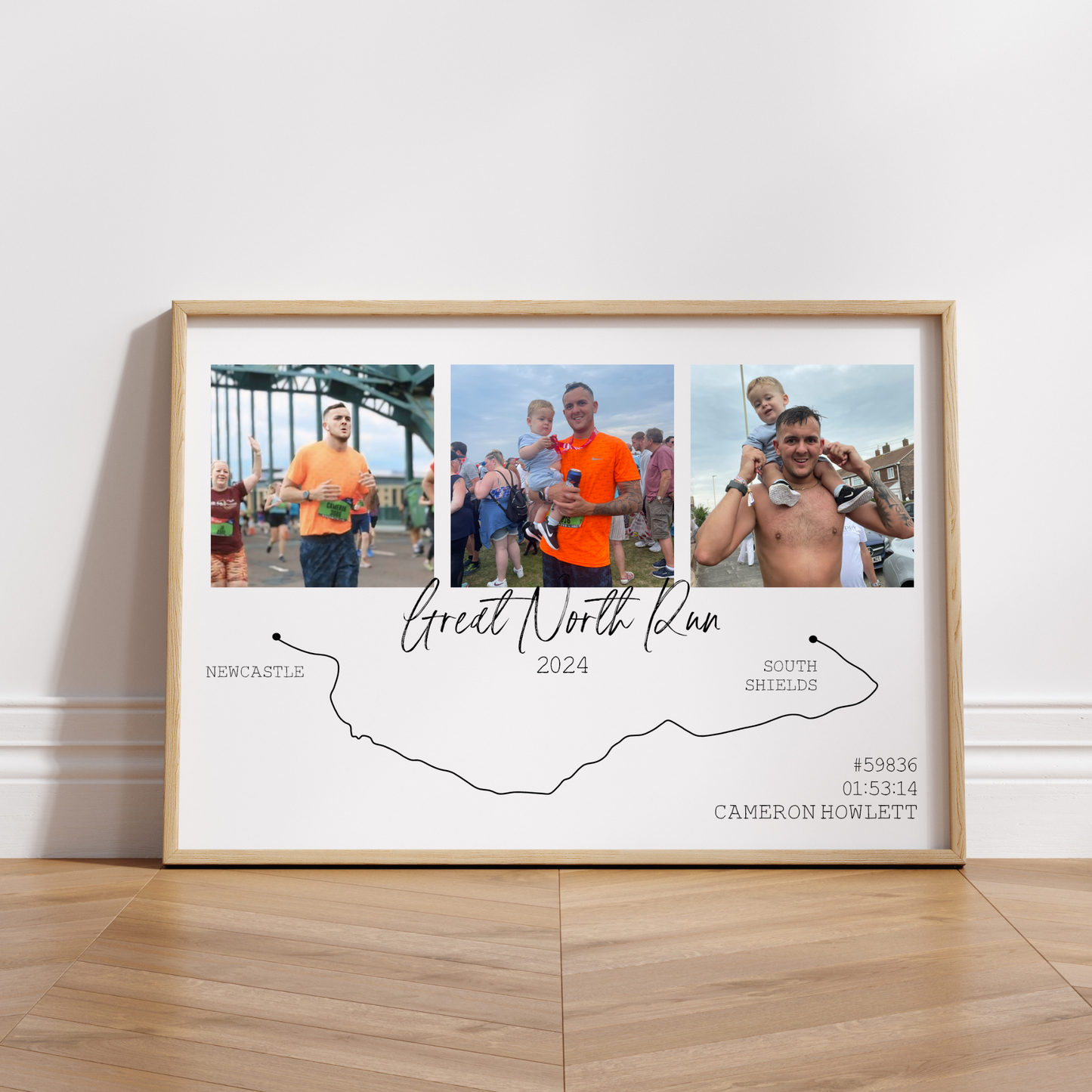 Personalised Great North Run Route Print Photo Collage