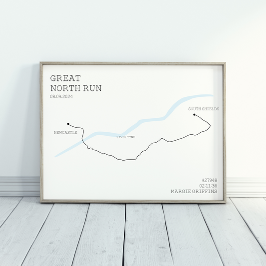 Personalised Great North Run Route Print