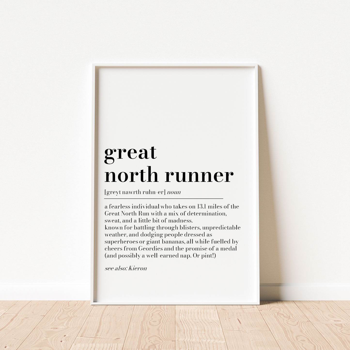 Personalised Great North Runner Definition Print