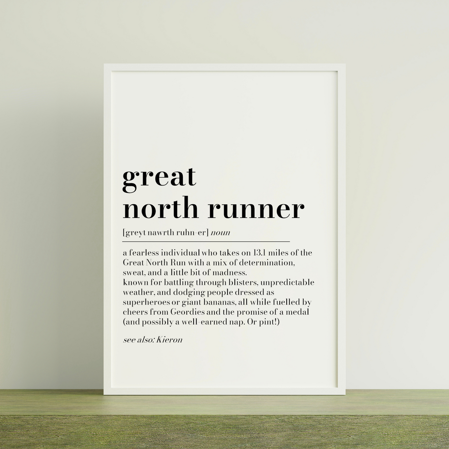 Personalised Great North Runner Definition Print