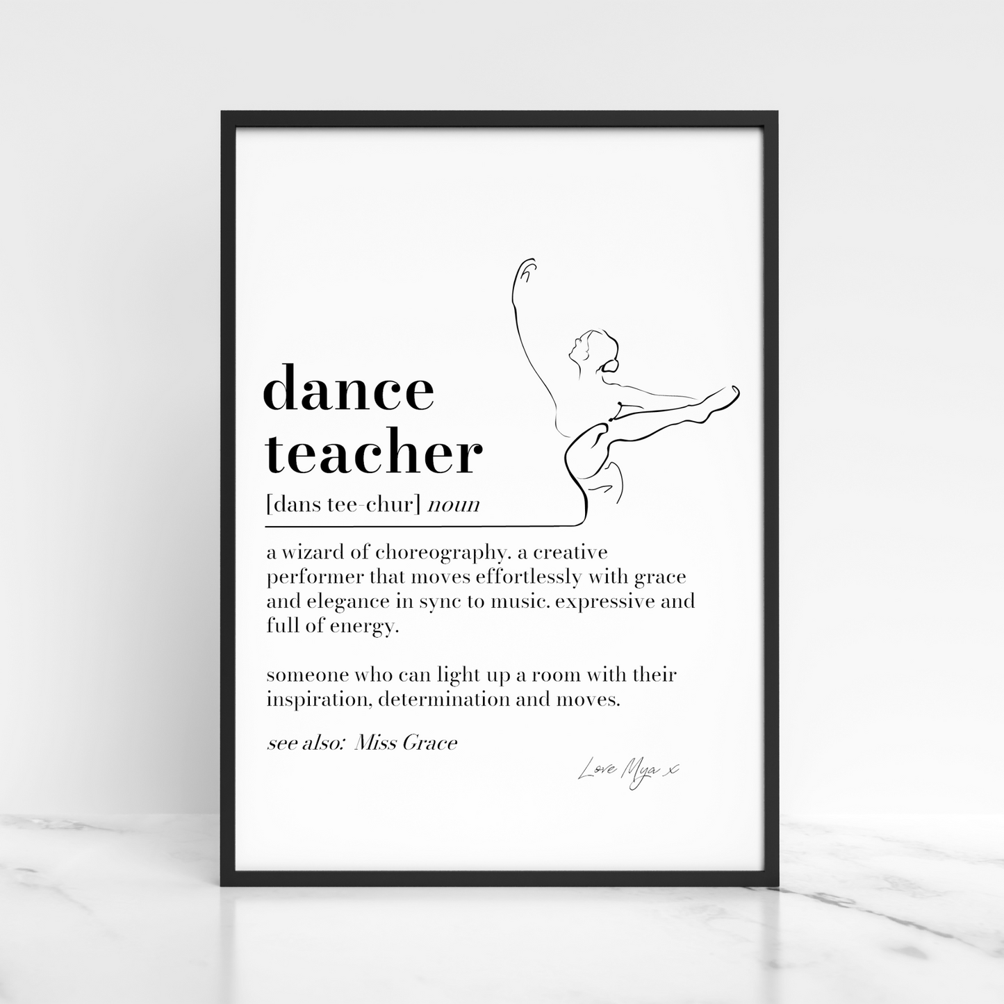 Personalised Dance Teacher Definition Print