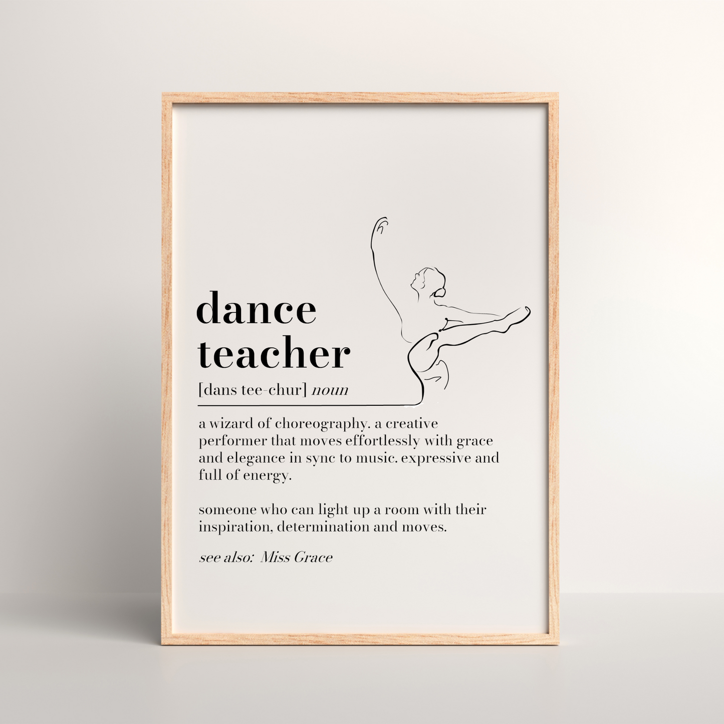 Personalised Dance Teacher Definition Print