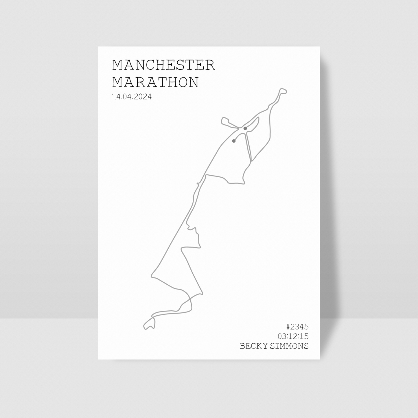 Personalised Manchester Marathon Route Print