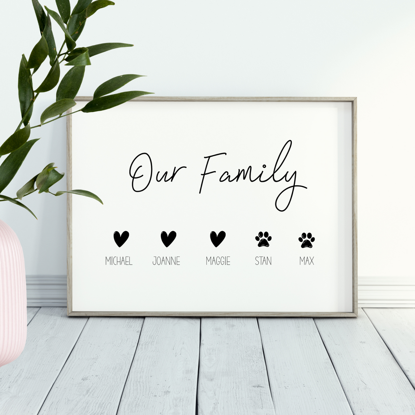 Personalised Our Family Hearts Print