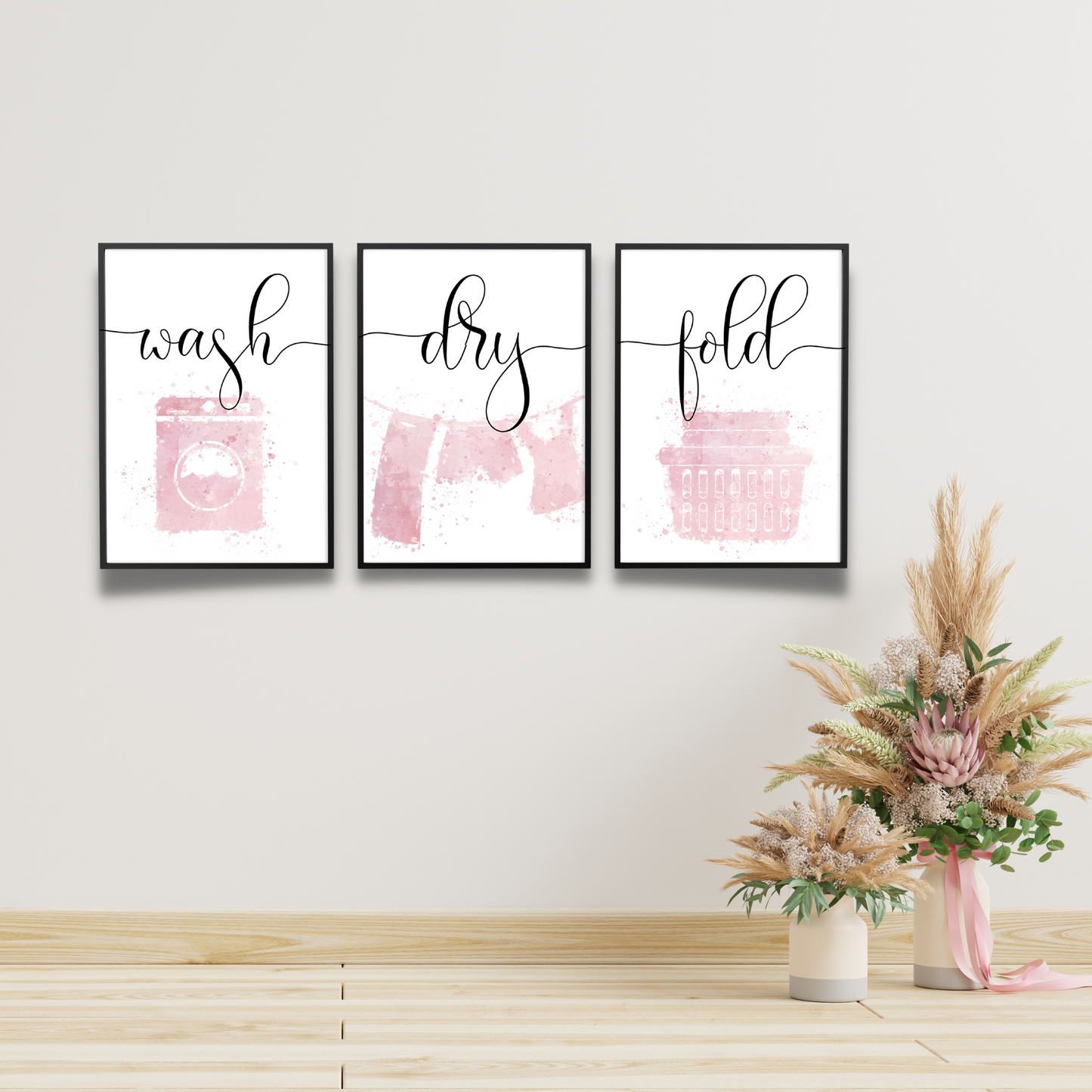 Wash Dry Fold Laundry Wall Prints - Set of 3