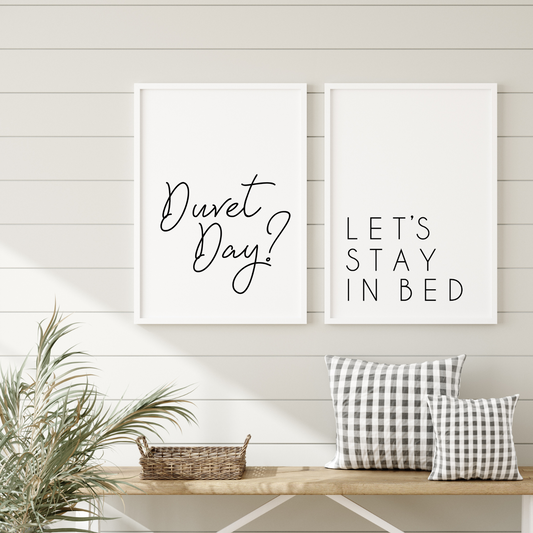 Duvet Day, Let's Stay in Bed Prints - Set of 2