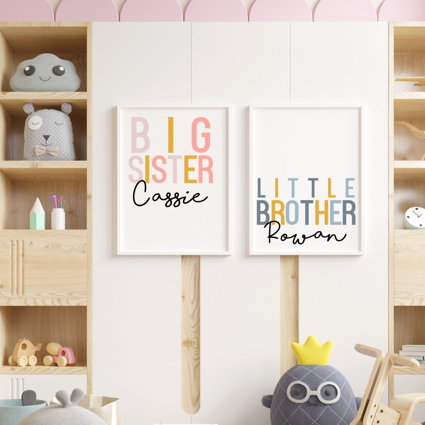 Personalised Brother & Sister Sibling Prints - Set of 2