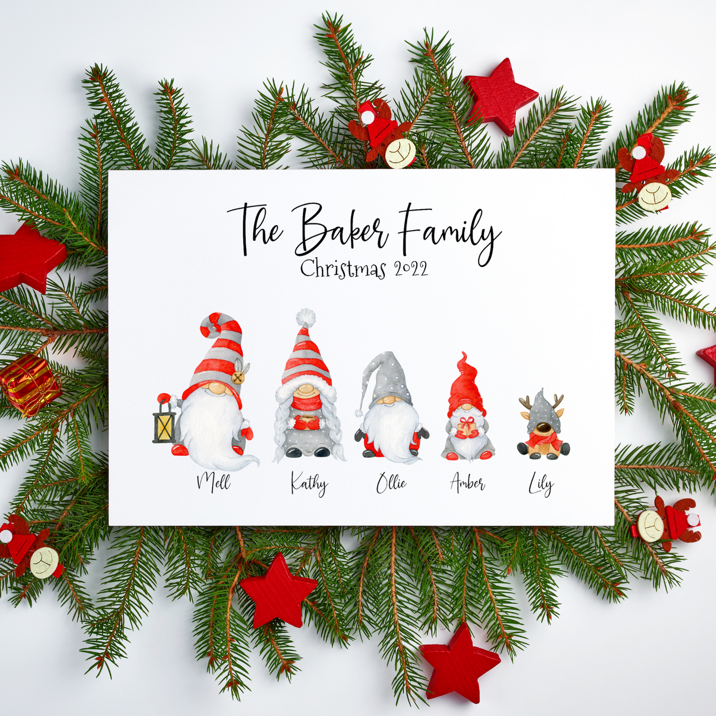 Personalised Christmas Family Gonk Print