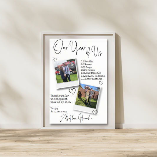 Personalised One Year Anniversary Photo Print