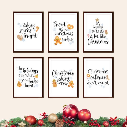 Kitchen Christmas Baking Wall Quote Prints  - Mix & Match