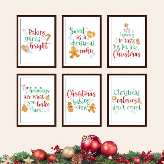 Kitchen Christmas Baking Wall Quote Prints  - Mix & Match