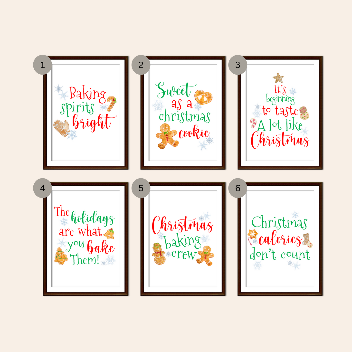 Kitchen Christmas Baking Wall Quote Prints  - Mix & Match