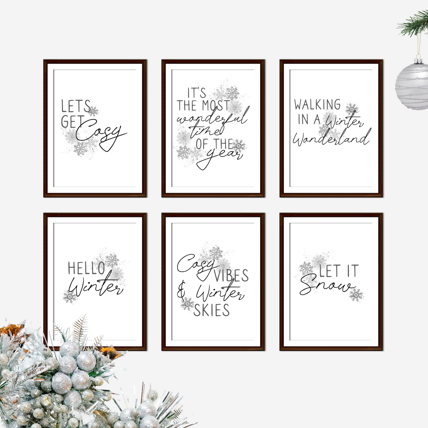 Silver Christmas Wall Quote Prints  - Mix & Match