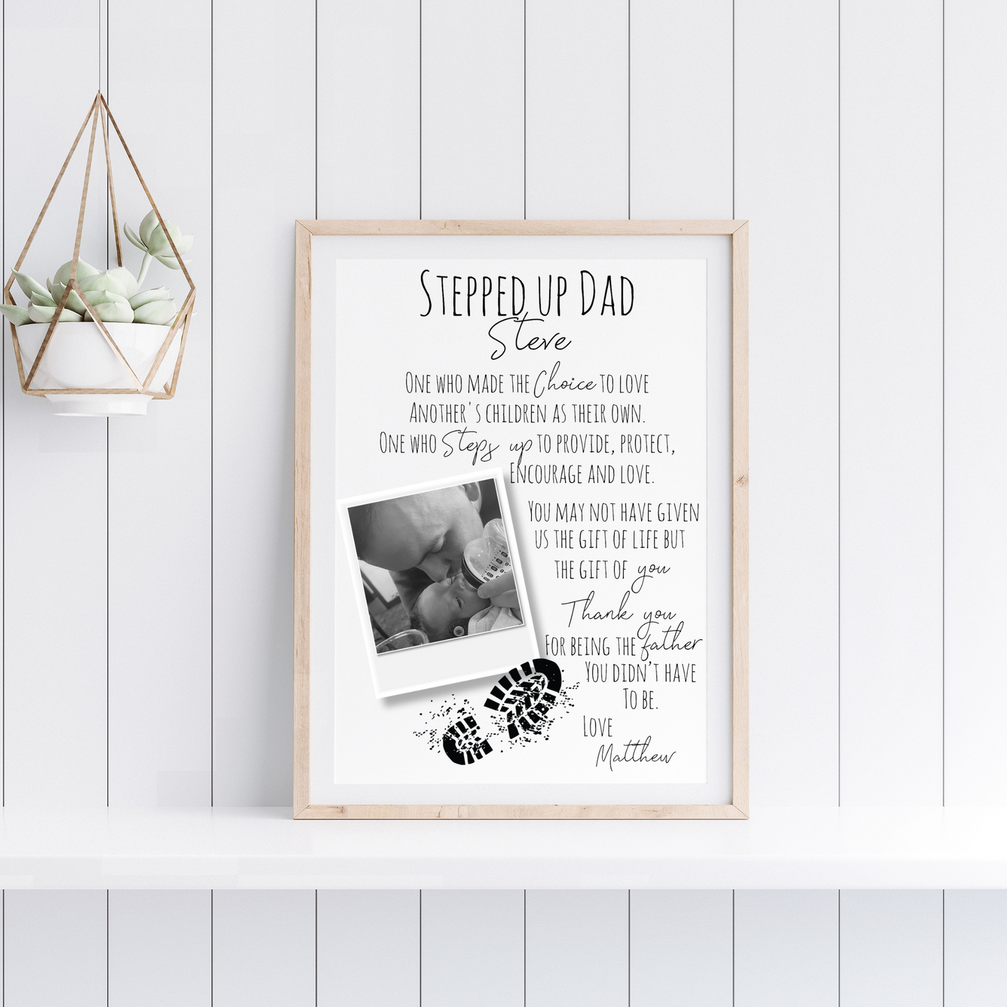 Personalised Stepped Up Dad Poem Print