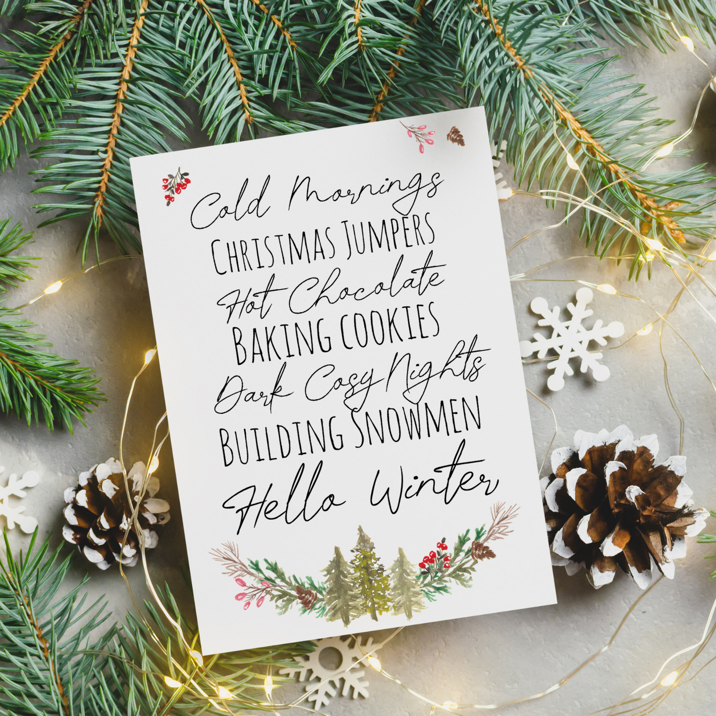 Cosy Christmas Vibes Hello Winter Print