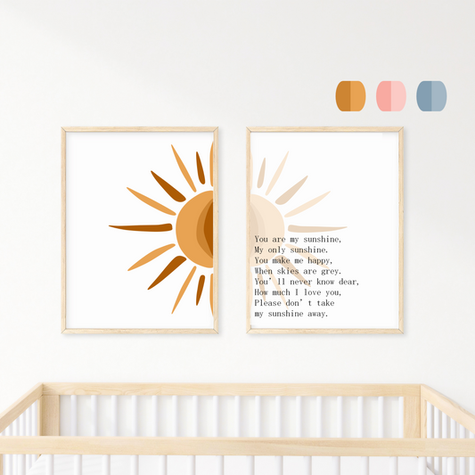 You are My Sunshine Lyric Prints - Set of 2