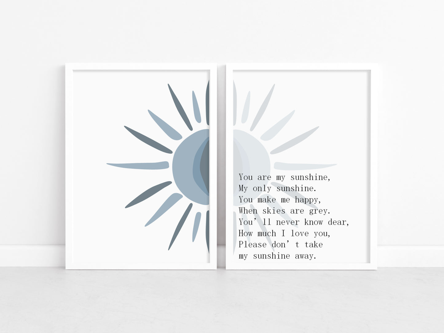 You are My Sunshine Lyric Prints - Set of 2