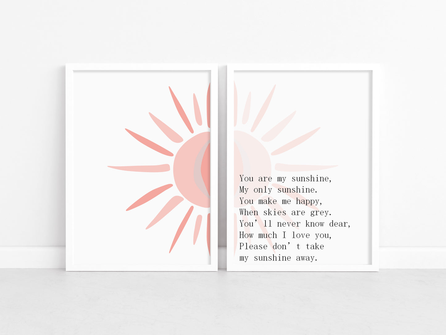 You are My Sunshine Lyric Prints - Set of 2